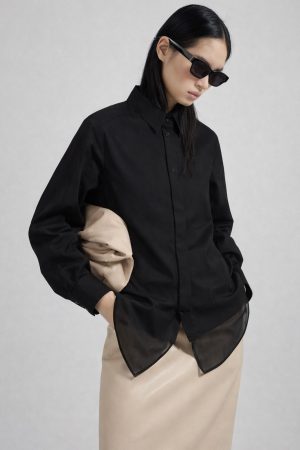 CHIFFON DETAILED POPLIN SHIRT