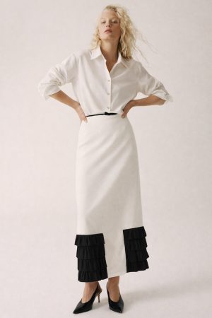 DPILE DETAILED CREPE SKIRT