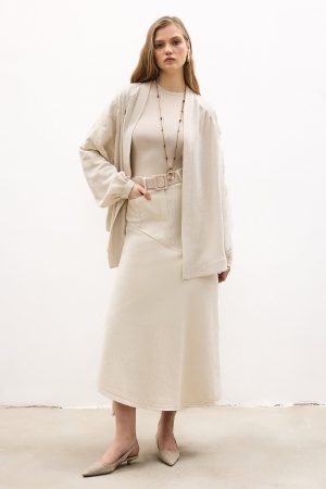 LINEN KIMONO WITH EMBROIDERY DETAILS