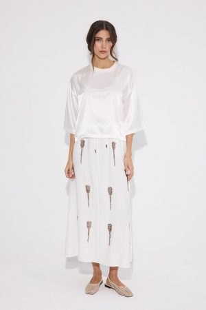 BEADED ELASTICATED WAIST SKIRT